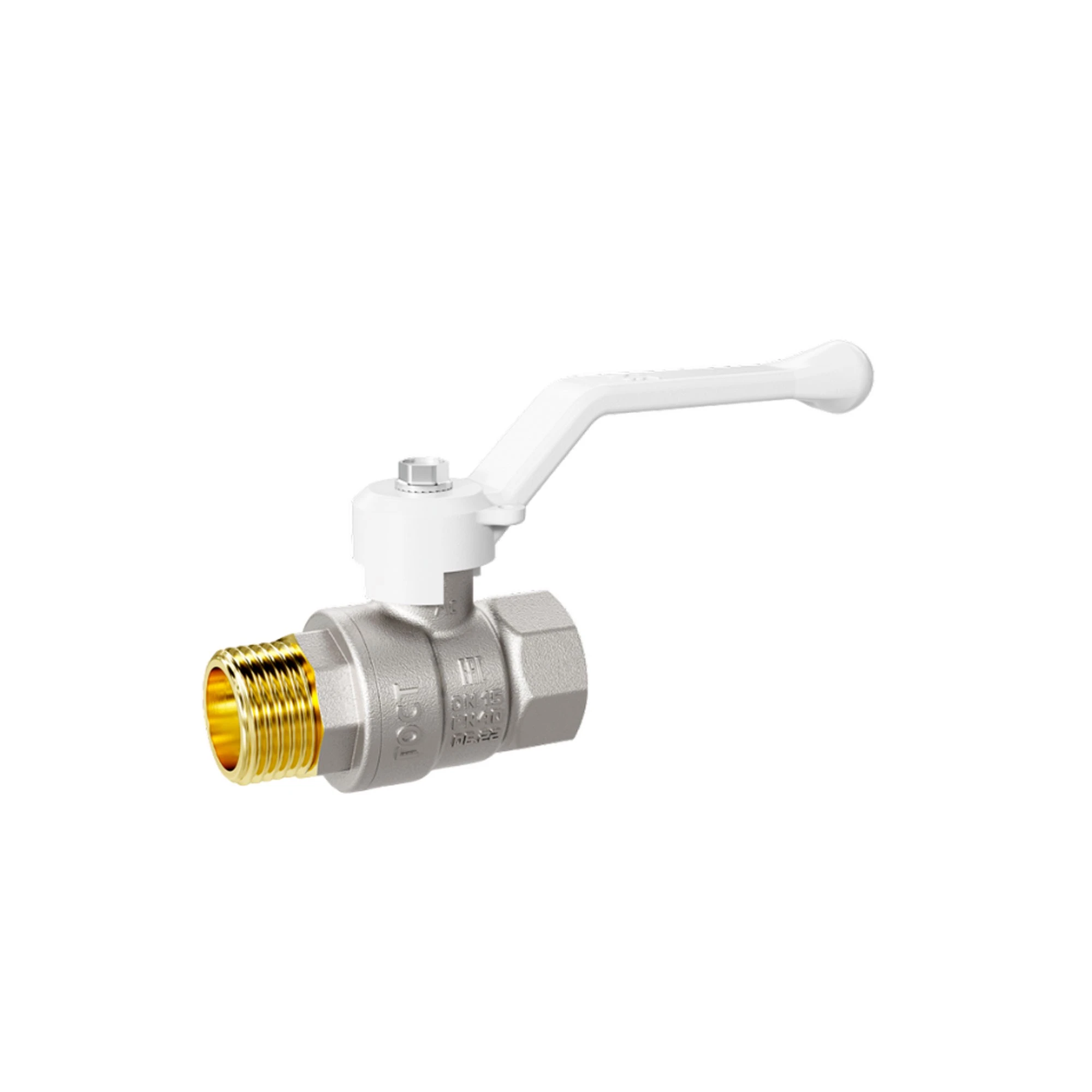Кран шаровой латунный LD Pride 47.40.В-Н.Р Ду 40 Ру 25 white (рычаг с бир.)