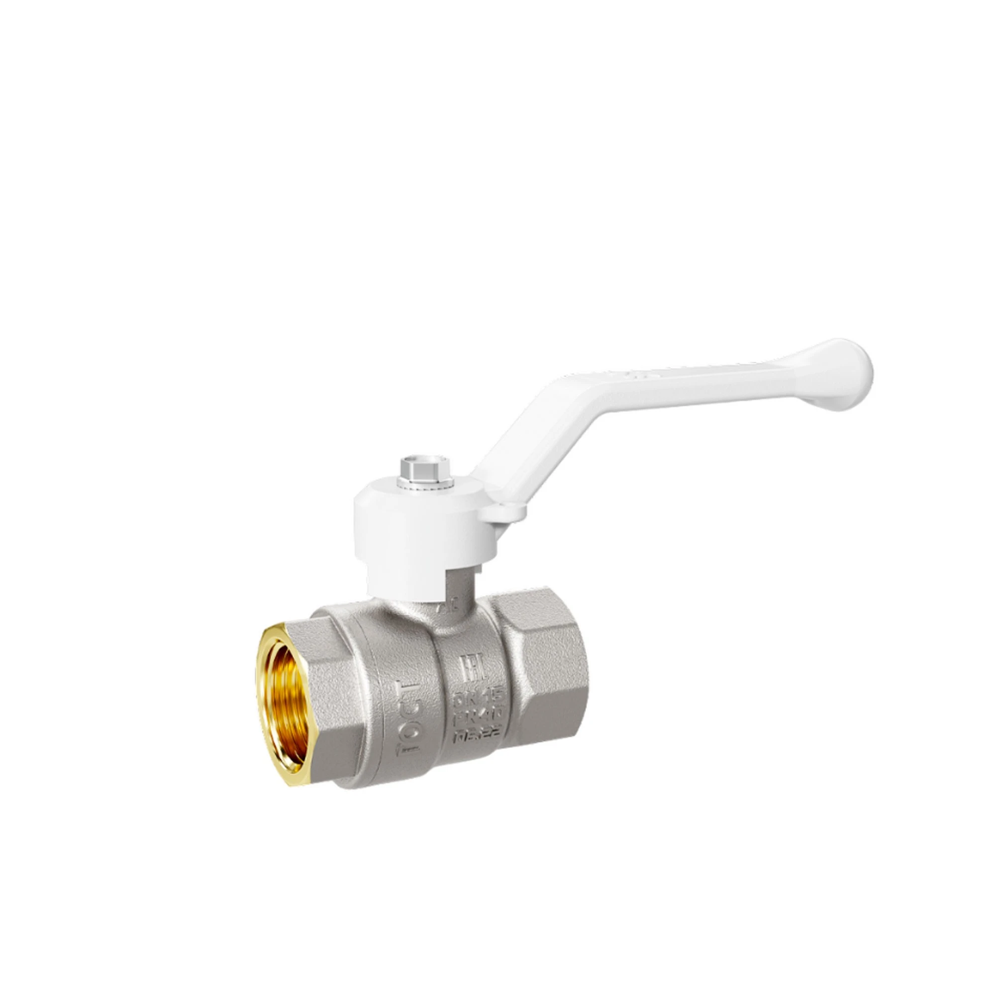 Кран шаровой латунный LD LD Pride 47.32.В-В.Р Ду32 Ру25 white (рычаг с бир)
