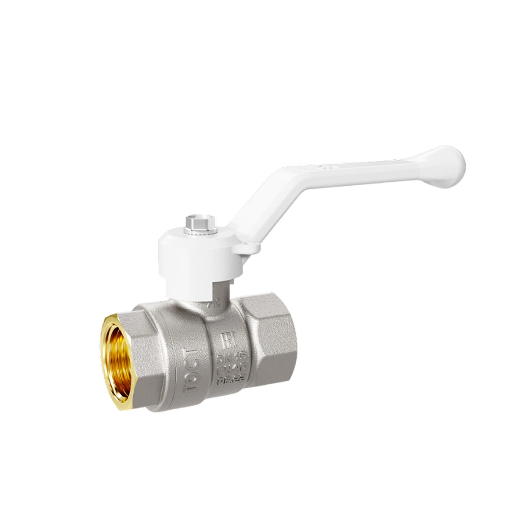 Кран шаровой латунный LD Pride 47.40.В-В.Р Ду 40 Ру25 white (рычаг с бир.)