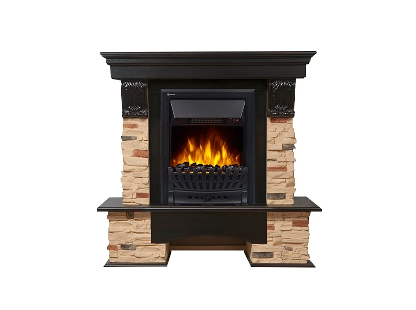 Портал Firelight Pietra Classic камень сланец натуральный, шпон темный дуб