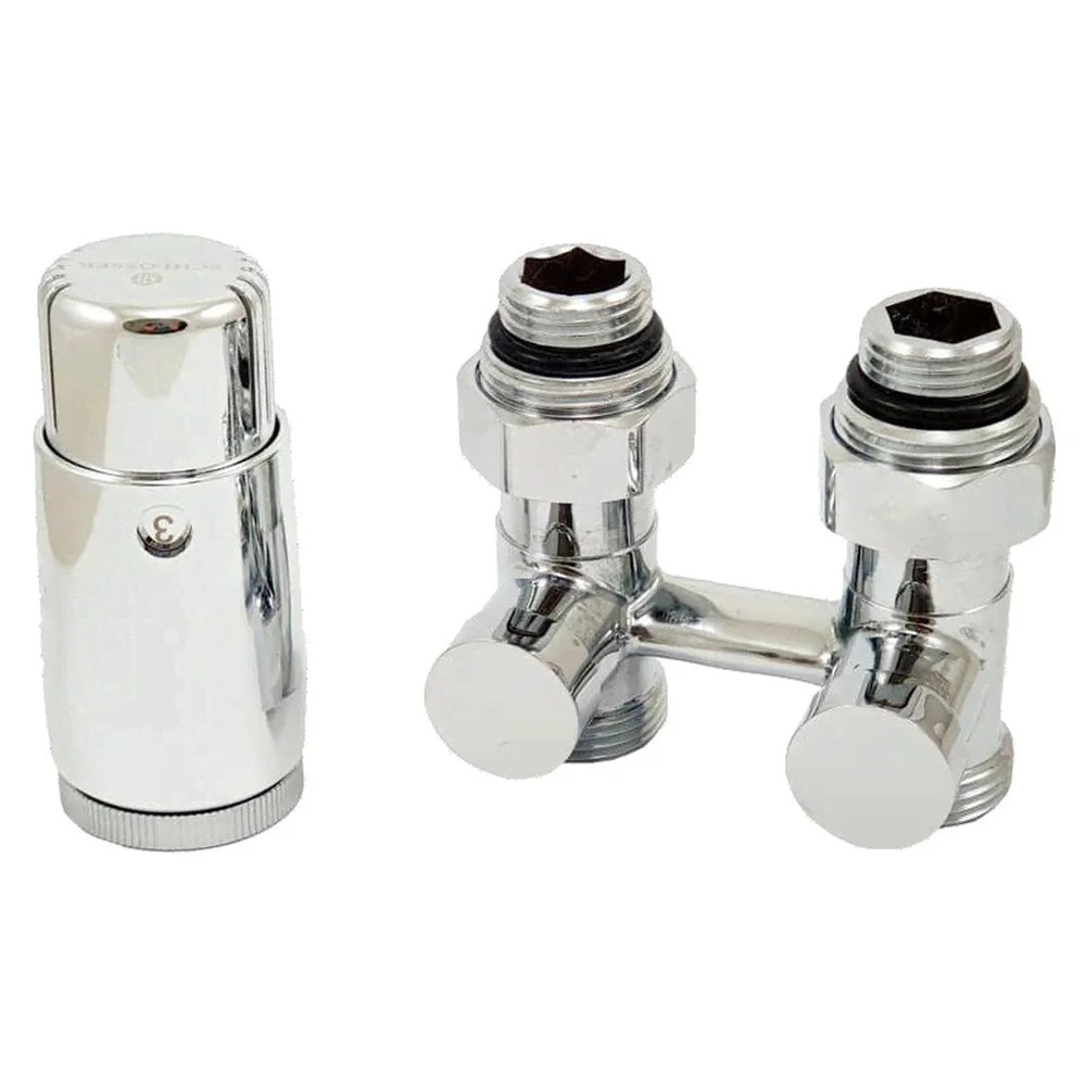 Комплект узла нижнего подкл SCHLOSSER прямой STANDARD 3/4" (хром) с термоголовкой М30х1,5, ниппеля 1/2"Х3/4"