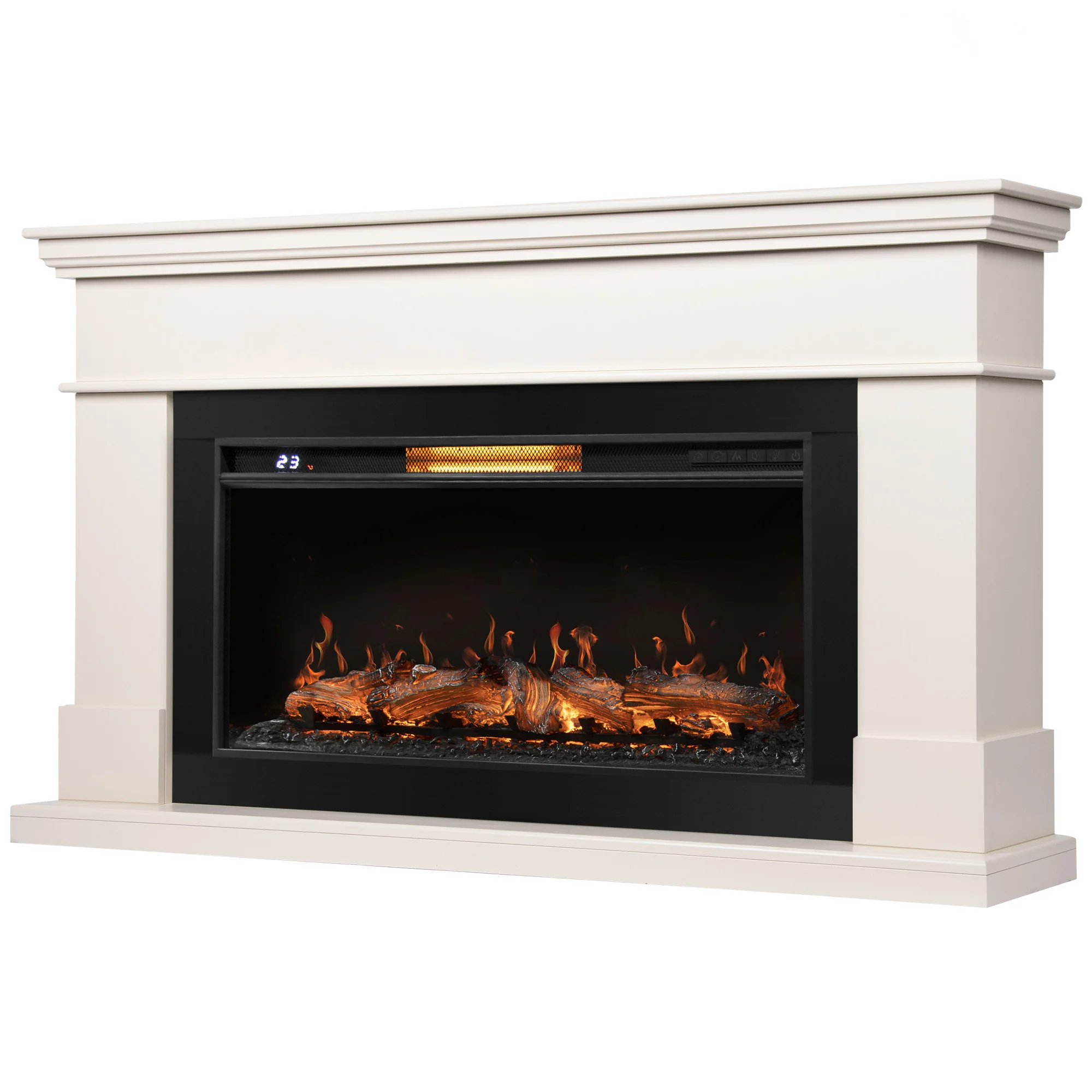 Каминокомплект: Очаг Royal Thermo Aurora RTFP/P-AR40LS, портал California 42/40/36, молочный